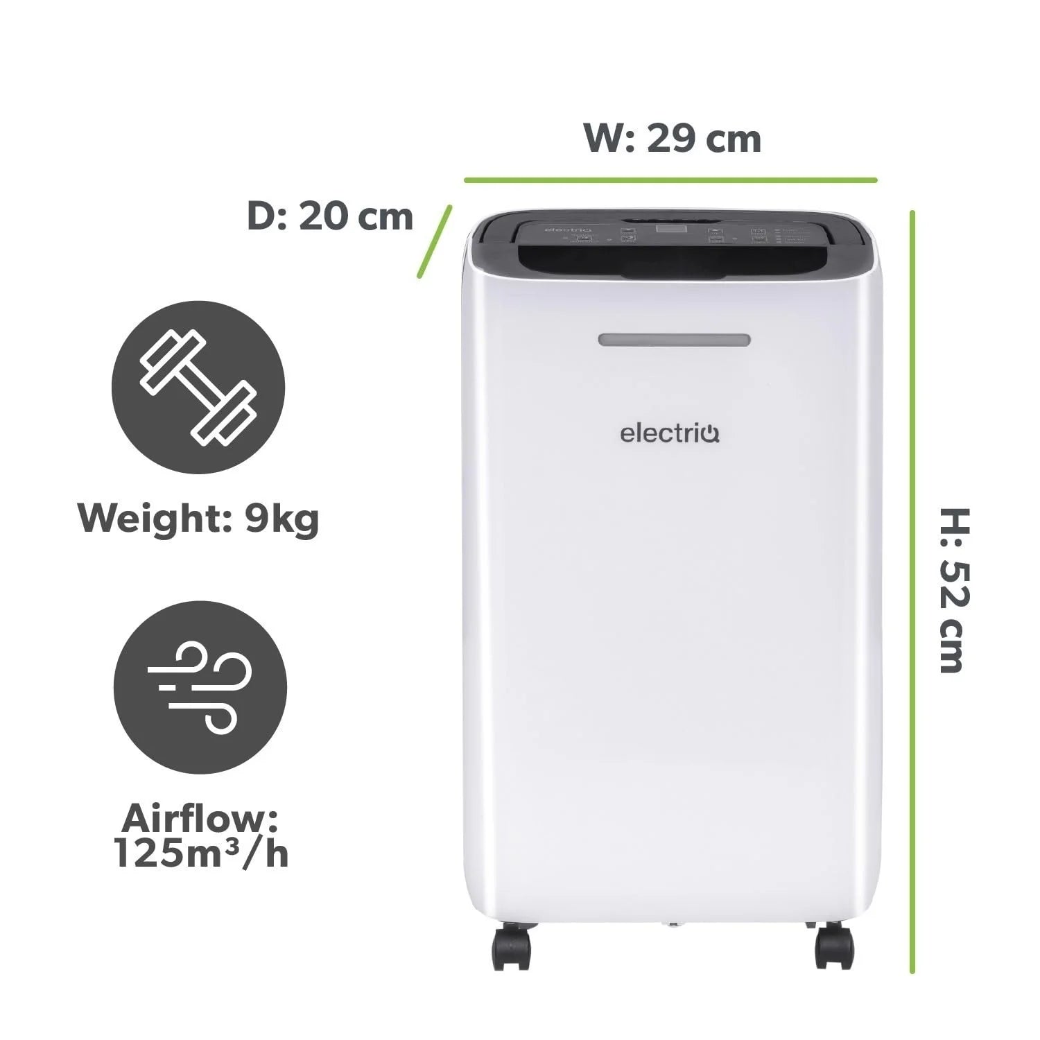 Electriq 12L Portable Dehumidifier Great for 3 Bed Homes