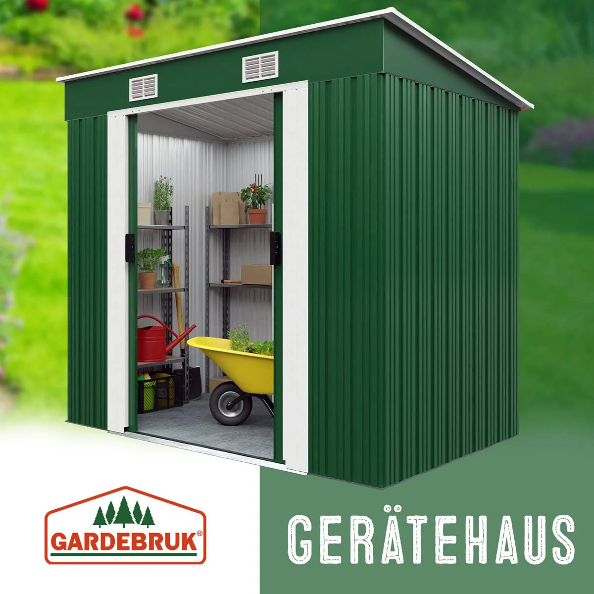 Gardebruk Garden Metal Tool Shed Green 6X4 FT